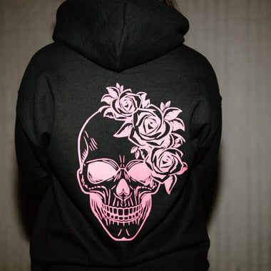 Pink Reflective Rose Skull Hoodie