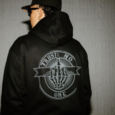 Trust No One Black On Black Hoodie